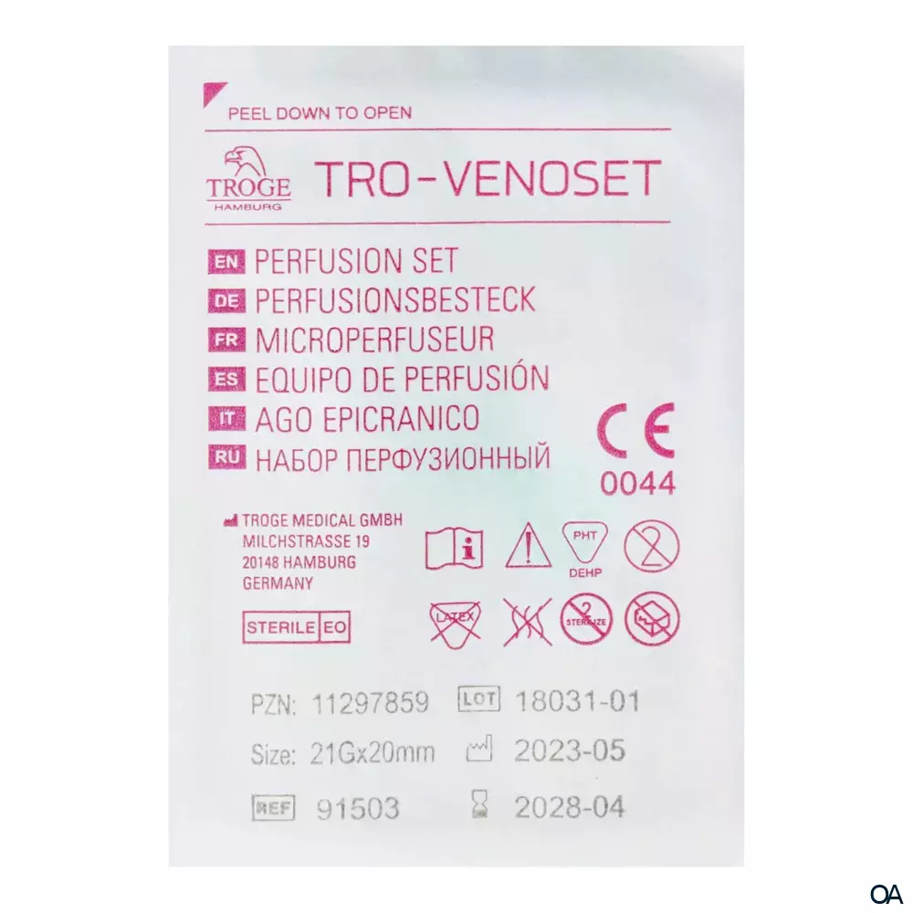TRO-VENOSET Perfusionsbesteck grün, 21G, 0,81 x 20 mm TRO-VENOSET Perfusionsbesteck grün, 21G, 0,81 x 20 mm