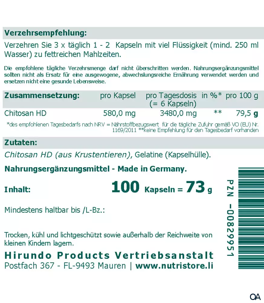 The Nutri Store Chitosan HD Kapseln The Nutri Store Chitosan HD Kapseln