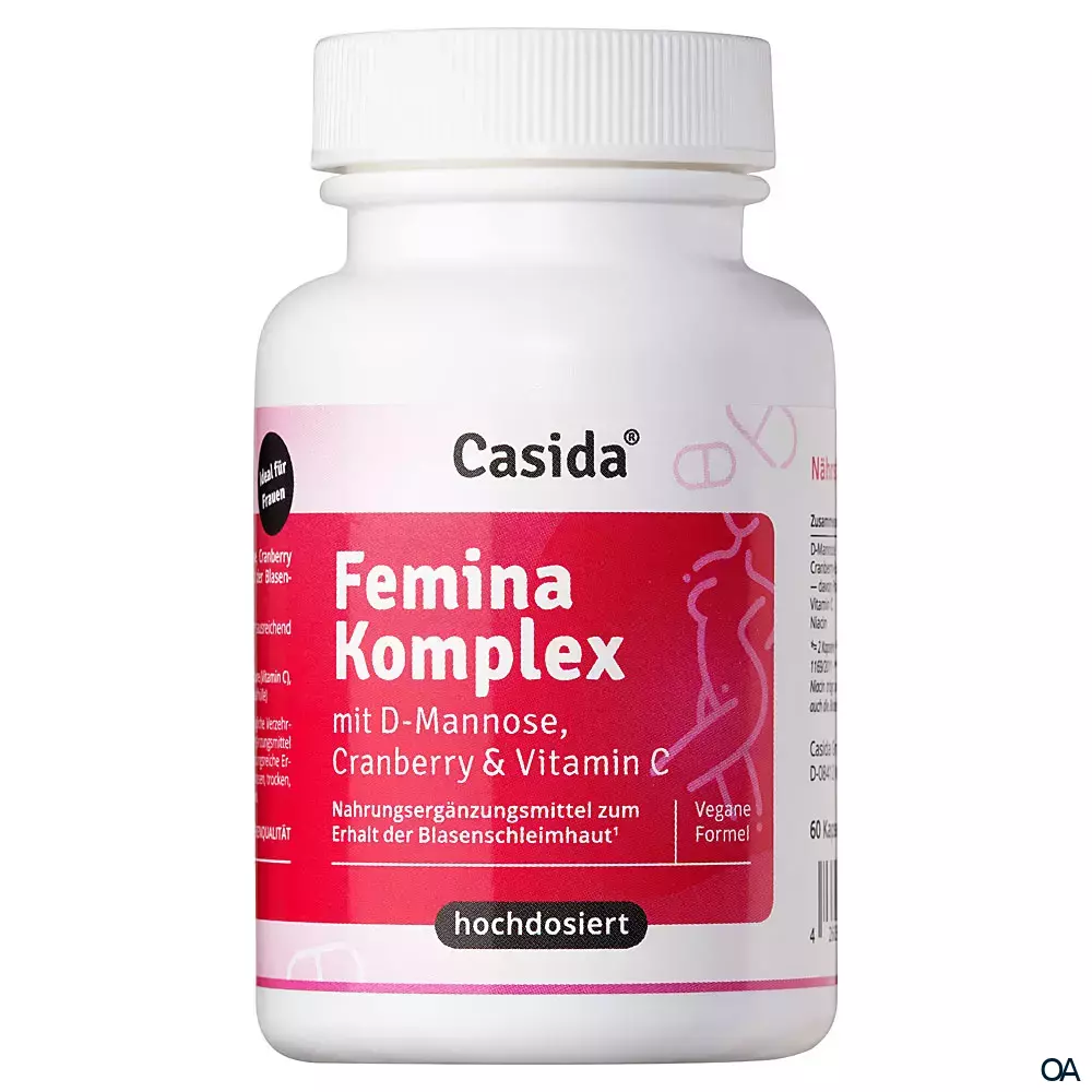 Casida Femina Komplex mit D-Mannose, Cranberry & Vitamin C Kapseln Casida Femina Komplex mit D-Mannose, Cranberry & Vitamin C Kapseln