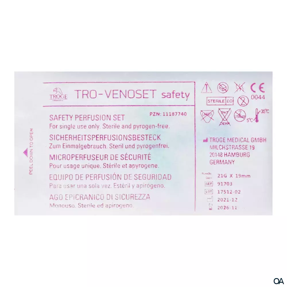 TRO-VENOSET Safety Perfusionsbesteck grün, 21G, 0,81 x 19 mm TRO-VENOSET Safety Perfusionsbesteck grün, 21G, 0,81 x 19 mm