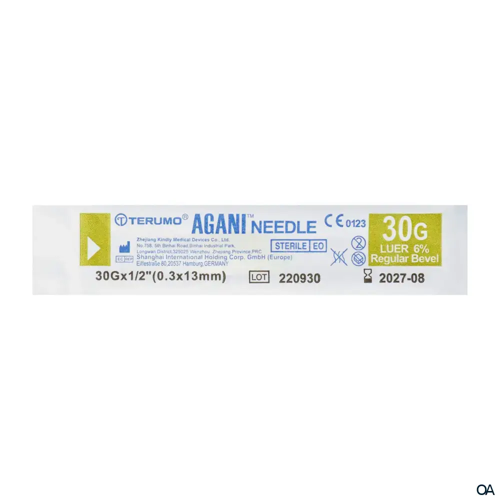 Terumo® Agani™ Einmal-Kanüle 30G x 1/2", Ø 0,3 x 13 mm, gelb