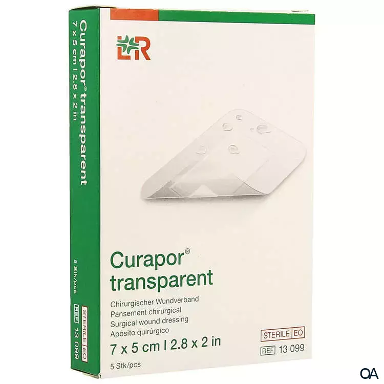 Curapor® transparent Chirurgischer Wundverband, steril 7 x 5 cm Curapor® transparent Chirurgischer Wundverband, steril 7 x 5 cm