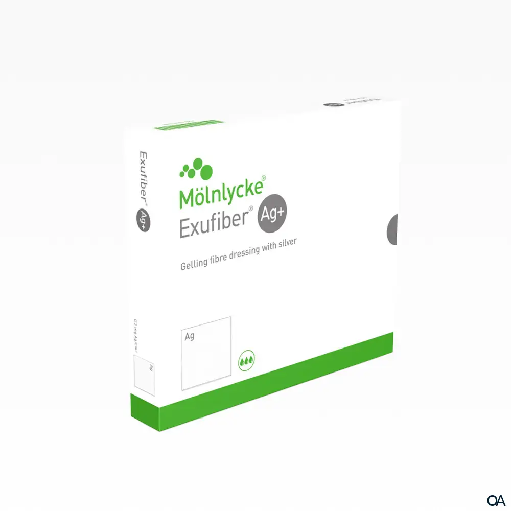 Mölnlycke® Exufiber® Ag+ Gel-Faserverband mit Silber steril, 4,5 x 20 cm