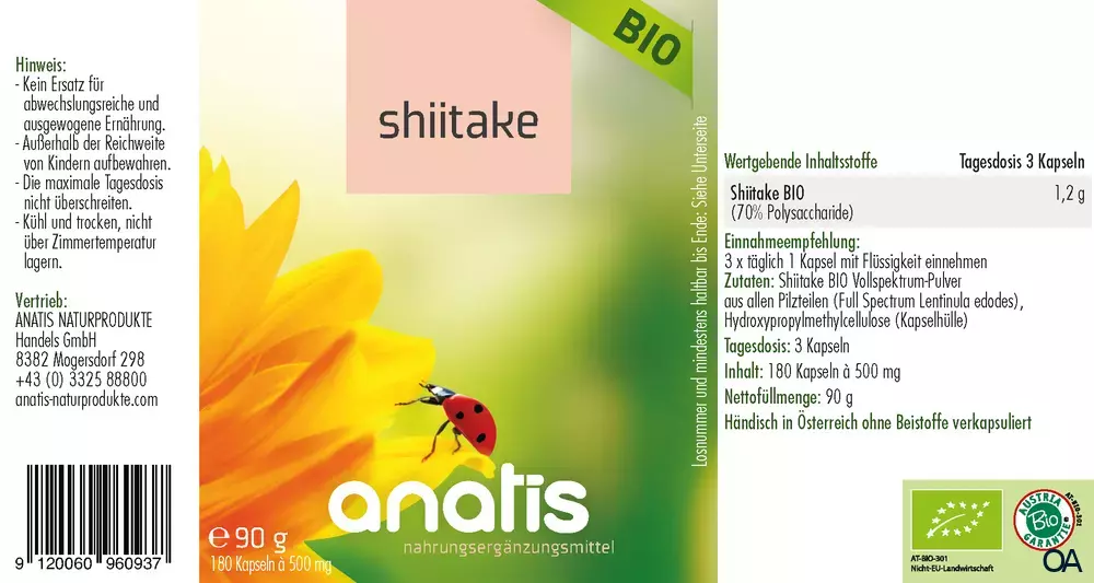 anatis Shiitake Pilz BIO Kapseln anatis Shiitake Pilz BIO Kapseln
