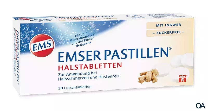 Emser Pastillen® Halstabletten mit Ingwer, zuckerfrei Emser Pastillen® Halstabletten mit Ingwer, zuckerfrei