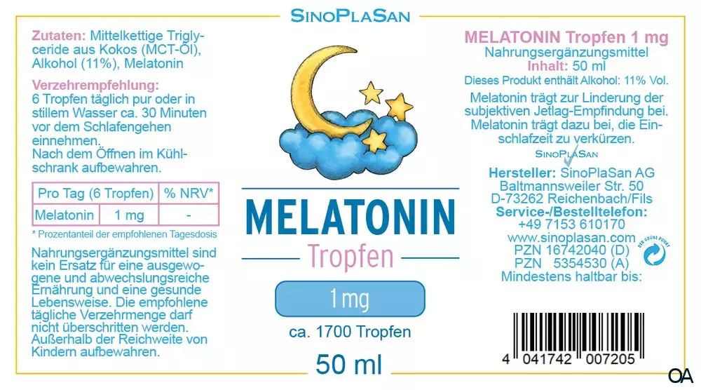 SinoPlaSan Melatonin 1 mg Tropfen