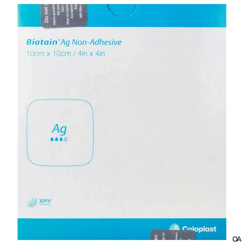 Biatain® Ag Non-Adhesive Nichthaftender Schaumverband mit Silber steril, 10 x 10 cm