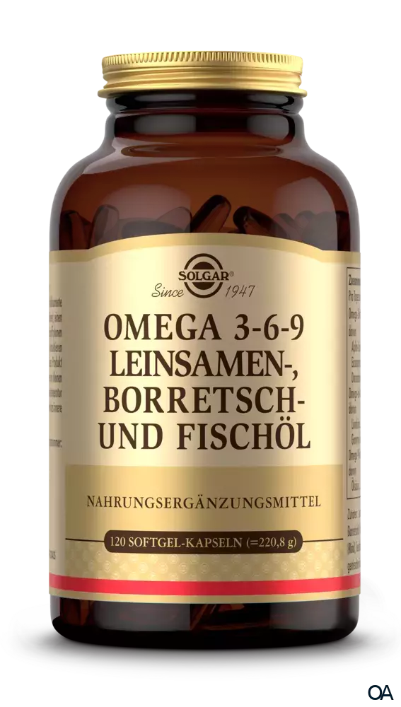 Solgar® Omega 3-6-9 Leinsamen-, Borretsch und Fischöl Softgel-Kapseln