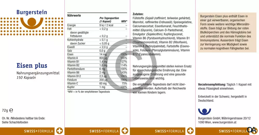 Burgerstein Eisen plus Kapseln Burgerstein Eisen plus Kapseln