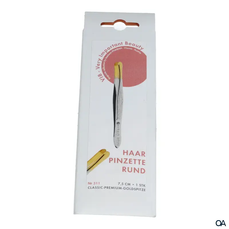 Kozbach Pharma 311 Pinzette, rund 7,5 cm, Spitze vergoldet Kozbach Pharma 311 Pinzette, rund 7,5 cm, Spitze vergoldet