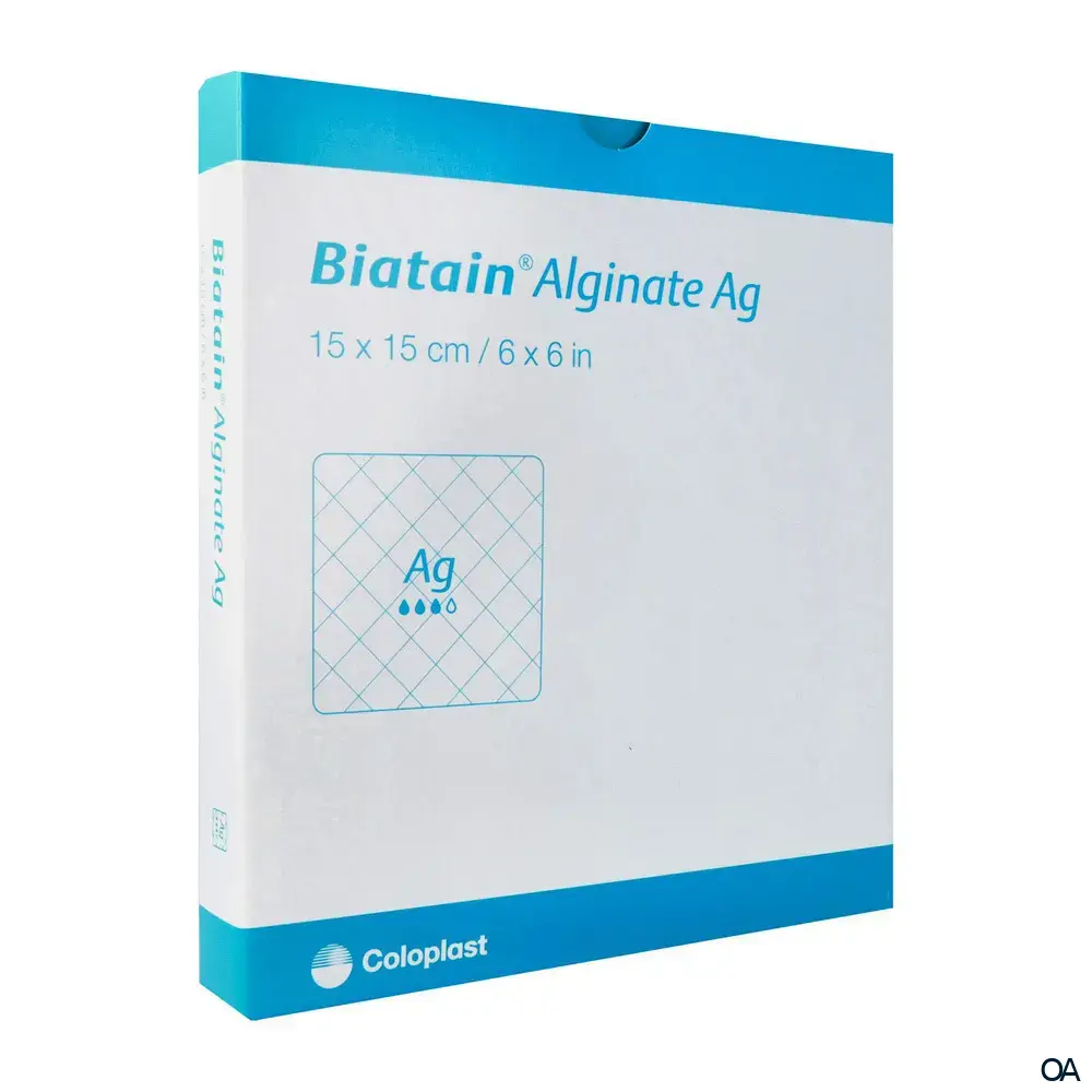Biatain® Alginate Ag Alginatkompressen steril, 15 x 15 cm Biatain® Alginate Ag Alginatkompressen steril, 15 x 15 cm
