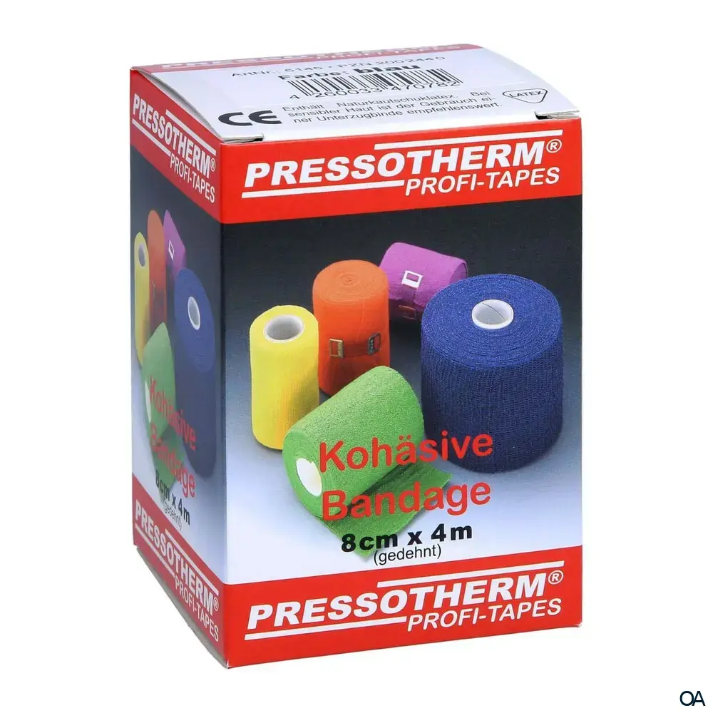 Pressotherm® Bandage Kohäsive Elastische Fixierbinde 8 cm x 4 m - Blau