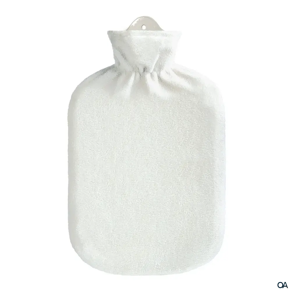 Sänger Wärmflasche mit Fleecebezug weiß - 2,0L