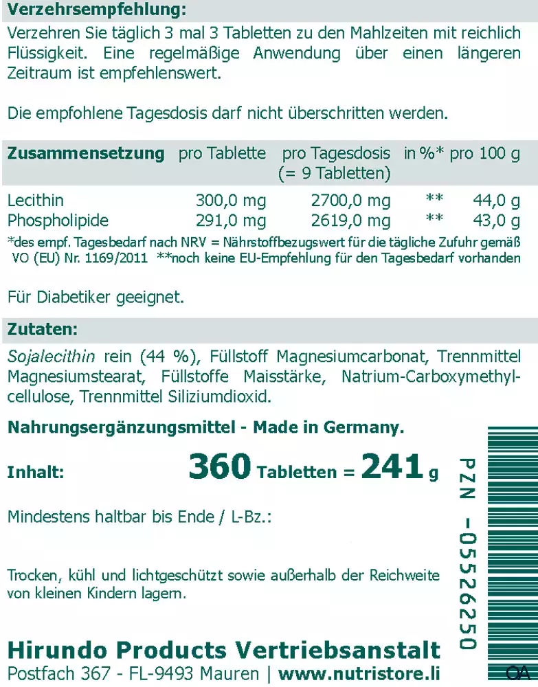 The Nutri Store Lecithin Tabletten The Nutri Store Lecithin Tabletten