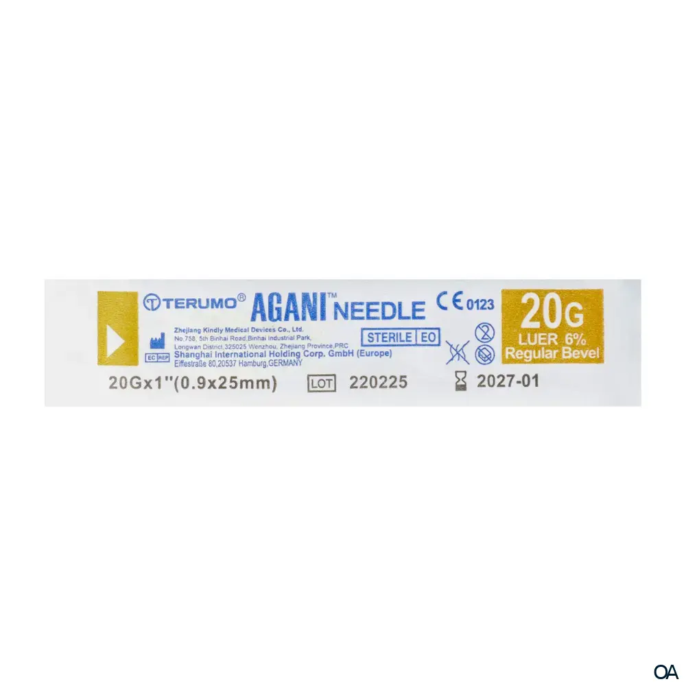 Terumo® Agani™ Einmal-Kanüle 20G x 1", Ø 0,90 x 25 mm, gelb
