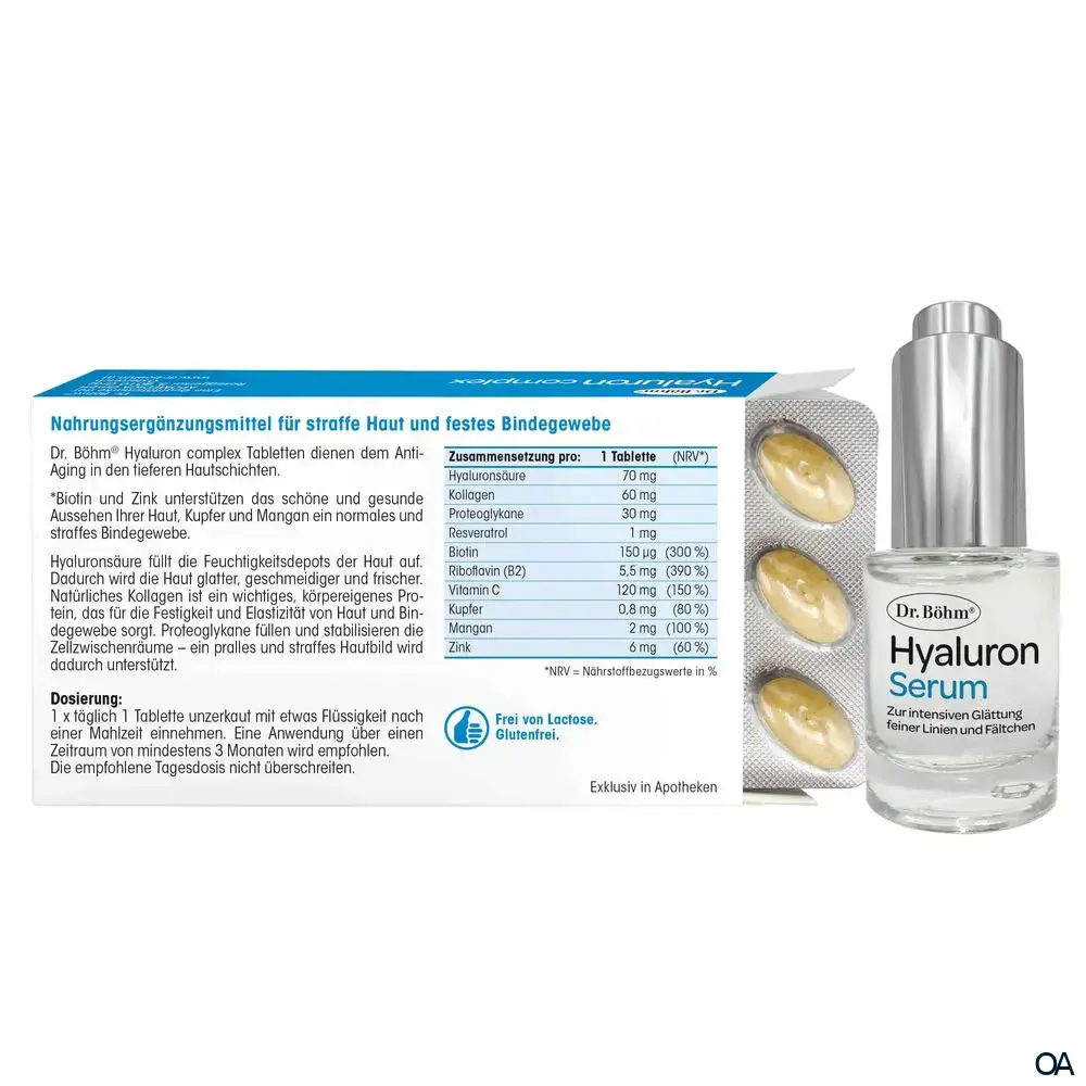 Dr. Böhm® Hyaluron complex Tabletten + Hyaluron Serum Dr. Böhm® Hyaluron complex Tabletten + Hyaluron Serum