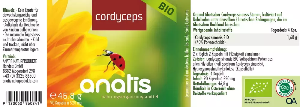 anatis Cordyceps Pilz BIO Kapseln anatis Cordyceps Pilz BIO Kapseln