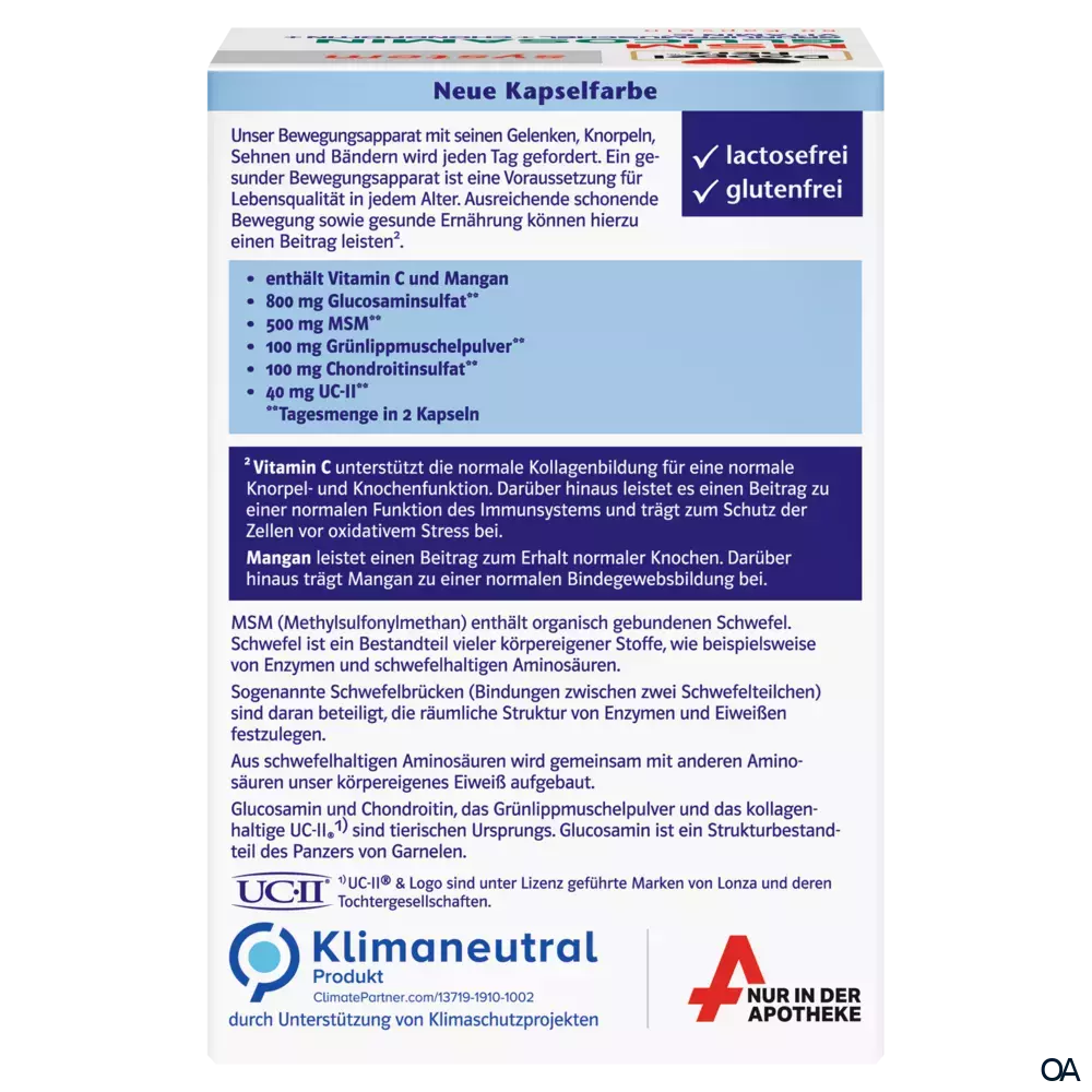 Doppelherz system MSM Glucosamin GRÜNLIPPMUSCHEL + CHONDROITIN + VITAMIN C Kapseln