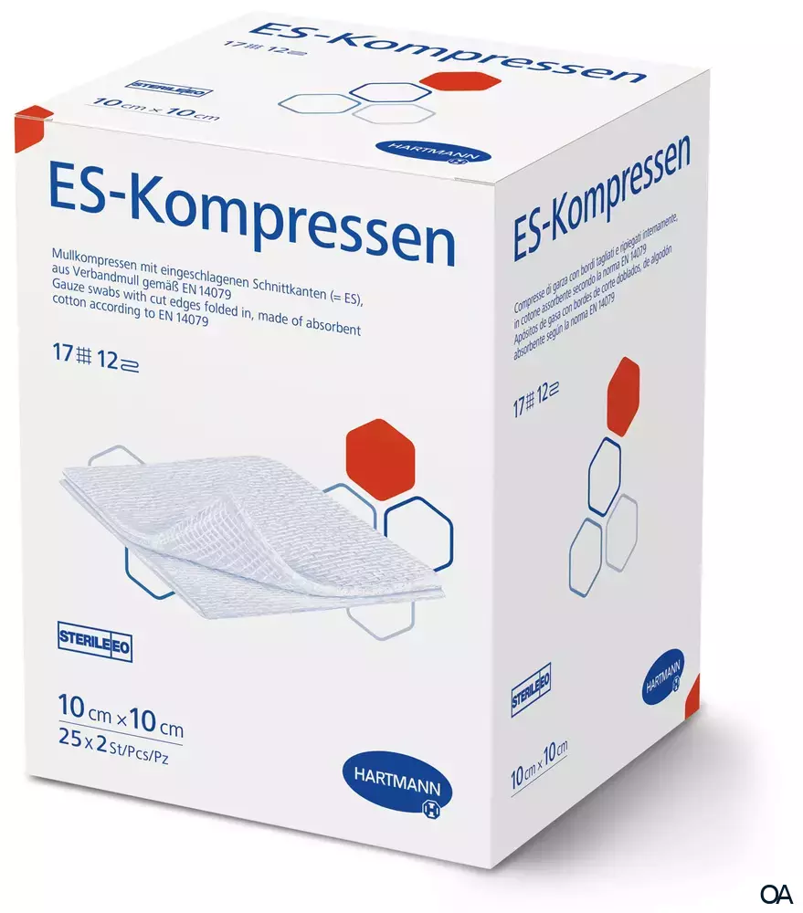 ES-Kompressen 12fach, steril eingesiegelt zu 2 Stück, 10 x 10 cm, 25 x 2 Stück