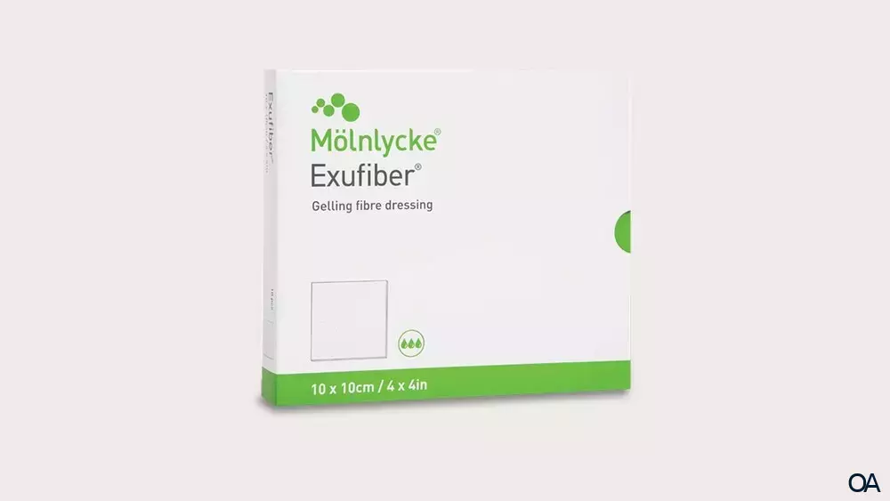 Mölnlycke® Exufiber® Gelbildender Faserverband steril, 10 x 10 cm Mölnlycke® Exufiber® Gelbildender Faserverband steril, 10 x 10 cm
