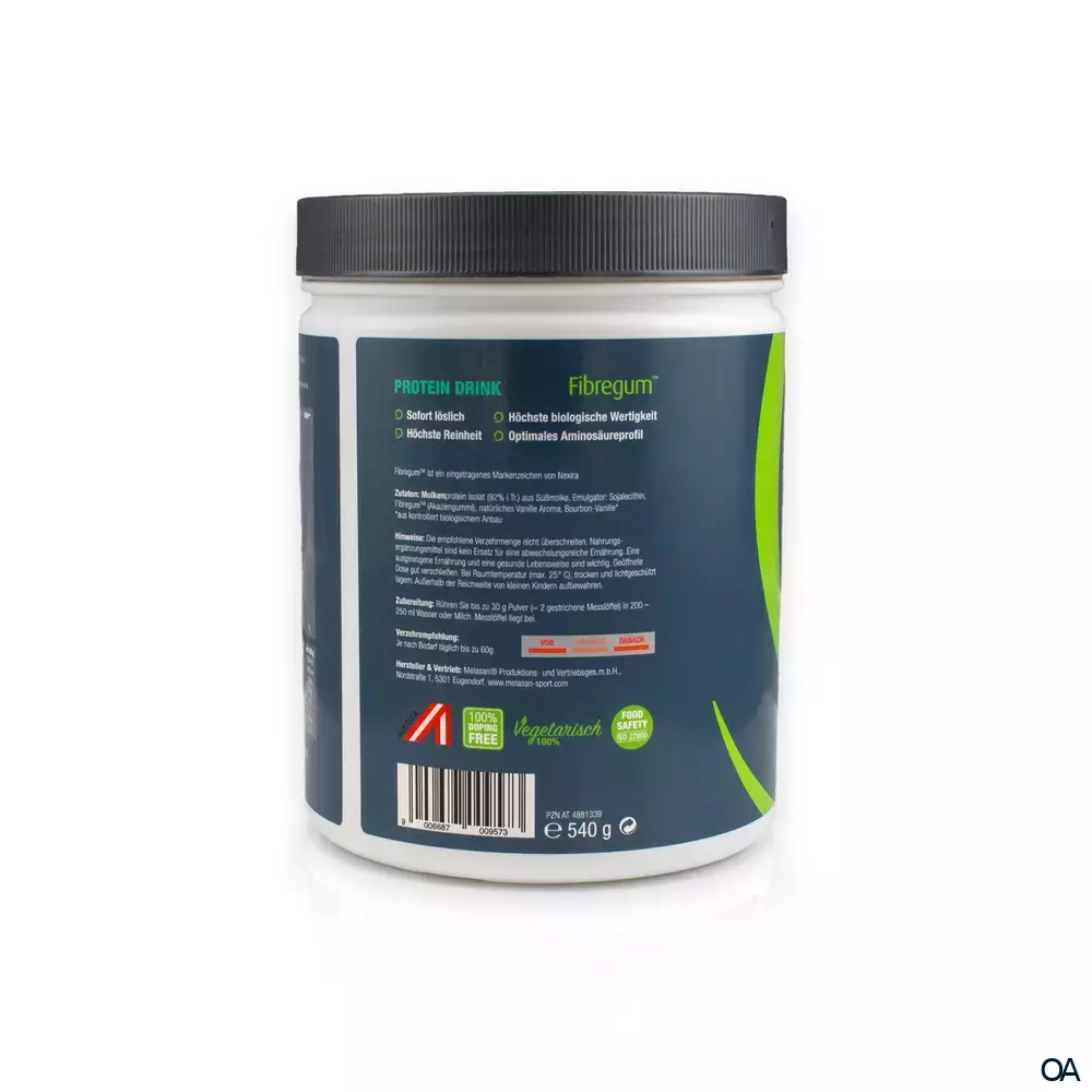 Melasan Sport Protein Drink Pulver Vanille Melasan Sport Protein Drink Pulver Vanille