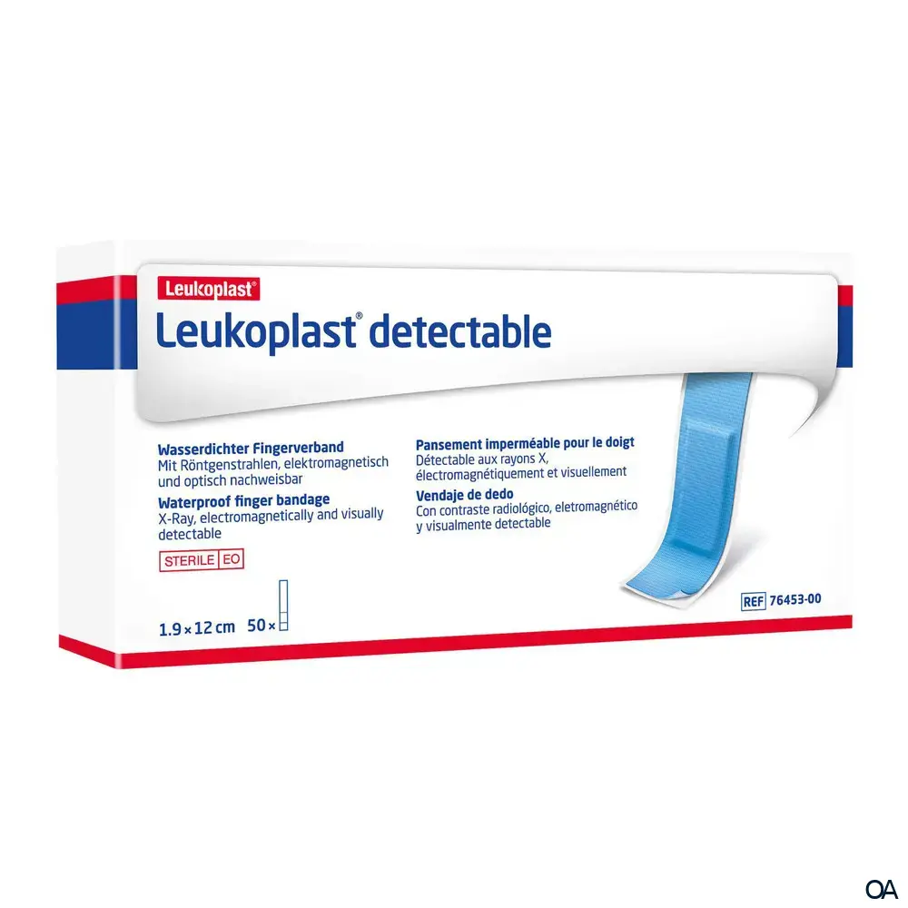 Leukoplast® detectable Wasserdichter Fingerverband Pflasterstreifen 1,9 x 12 cm Leukoplast® detectable Wasserdichter Fingerverband Pflasterstreifen 1,9 x 12 cm