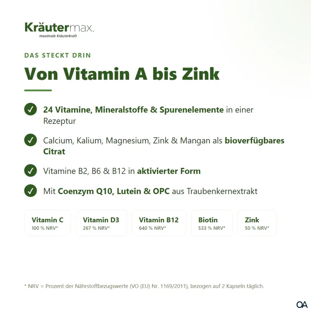 Kräutermax A bis Z Vitamine und Mineralstoffe Kapseln