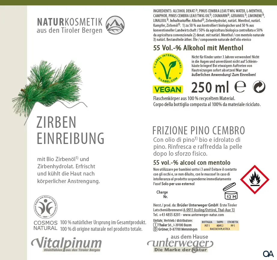 Unterweger Vitalpinum Zirben Einreibung