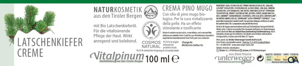 Unterweger Vitalpinum Latschenkiefer Creme