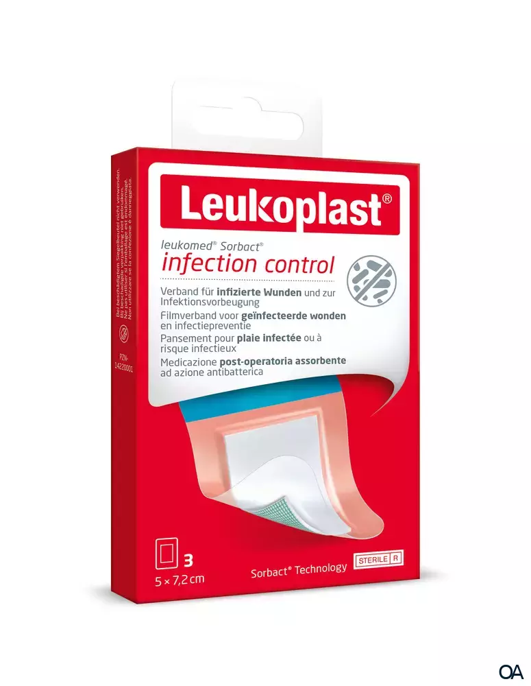 Leukoplast Leukomed® Sorbact® infection control steriler Wundverband 5 x 7,2 cm