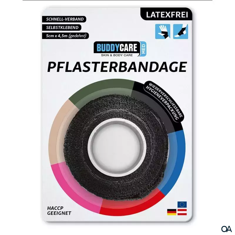 BUDDYCARE® MED Pflasterbandage Schwarz 5 cm x 4,5 m BUDDYCARE® MED Pflasterbandage Schwarz 5 cm x 4,5 m
