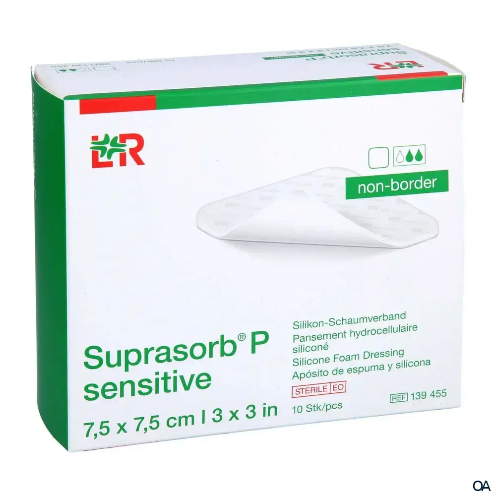 Suprasorb® P sensitive non-border Silikon-Schaumverband steril, 7,5 x 7,5 cm