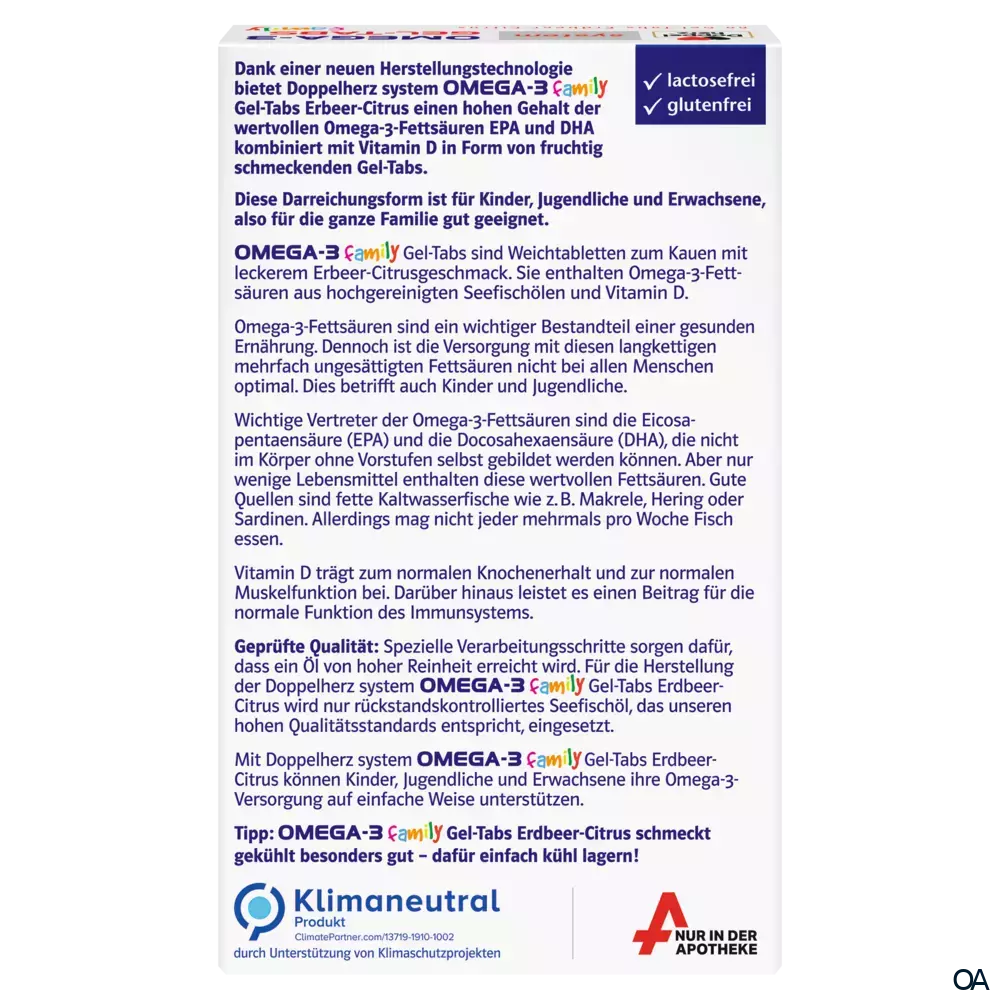 Doppelherz system OMEGA-3 family Gel-Tabs Erdbeer-Citrus Doppelherz system OMEGA-3 family Gel-Tabs Erdbeer-Citrus