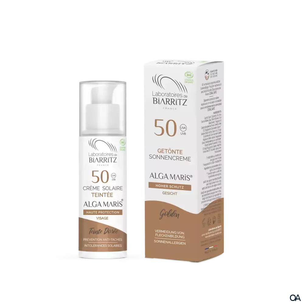 Alga Maris getönte Sonnencreme bio für Gesicht LSF 50 golden LdB Alga Maris getönte Sonnencreme bio für Gesicht LSF 50 golden LdB