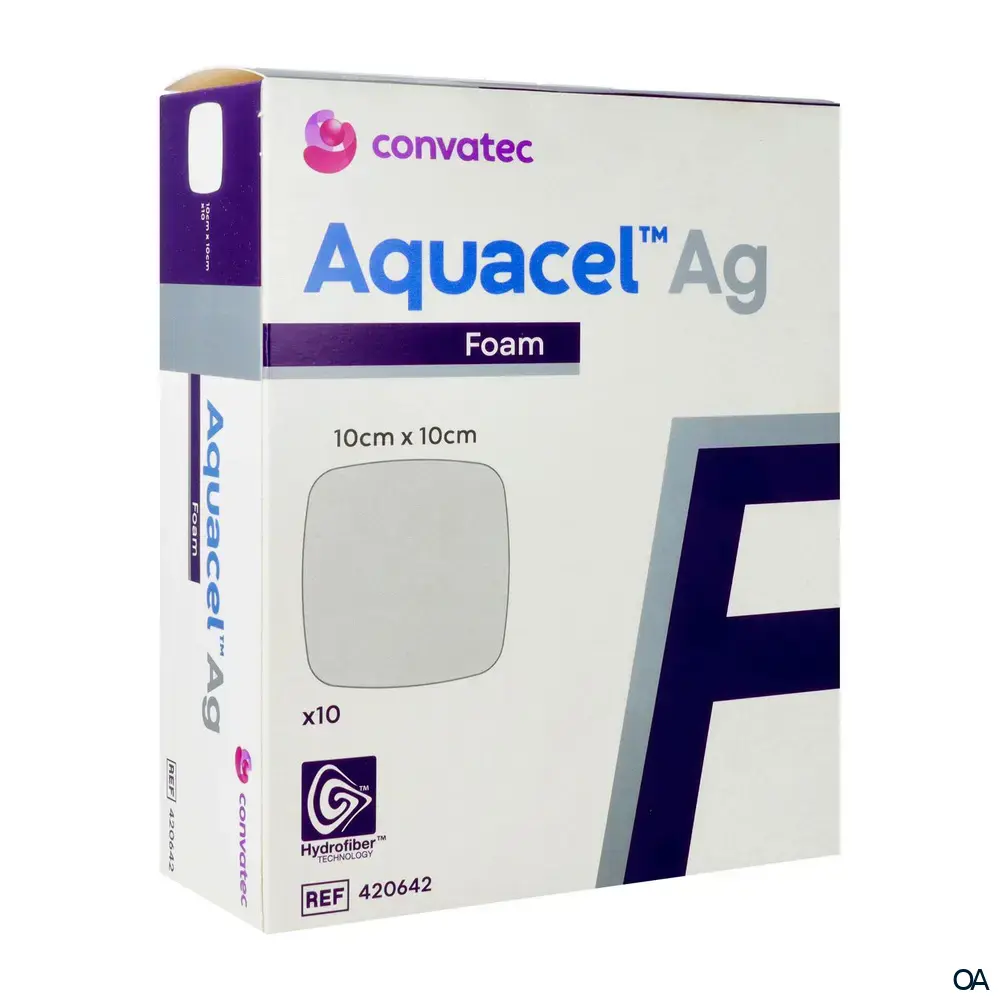ConvaTec Aquacel® Ag Foam nicht-adhäsiv Schaumverband steril 10 x 10 cm