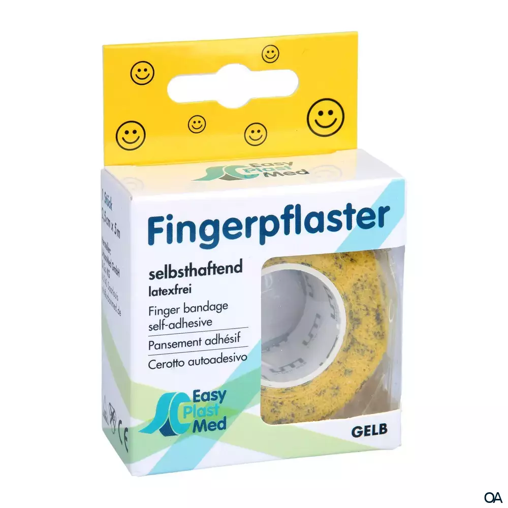 EasyPlast Med Fingerpflaster 2,5 cm x 5 m Smile/Gelb