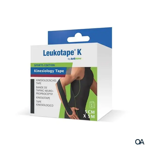 Leukotape® K by Actimove Sports Edition - Kinesiologie-Tape, schwarz, 5 cm x 5 m