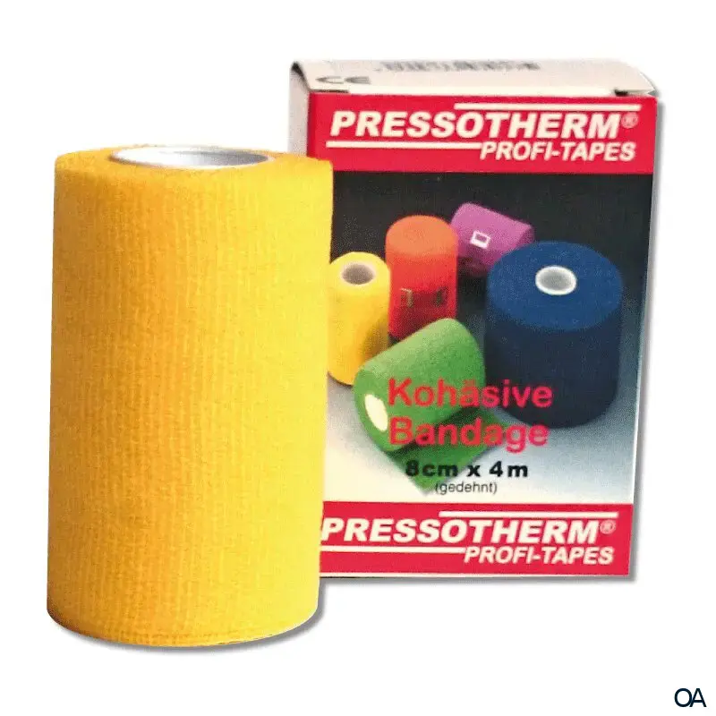 Pressotherm® Bandage Kohäsive Elastische Fixierbinde 8 cm x 4 m - Gelb