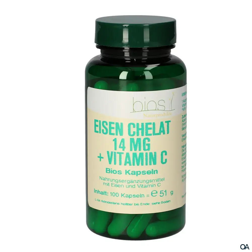 Bios Eisen Chelat 14 mg + Vitamin C Kapseln