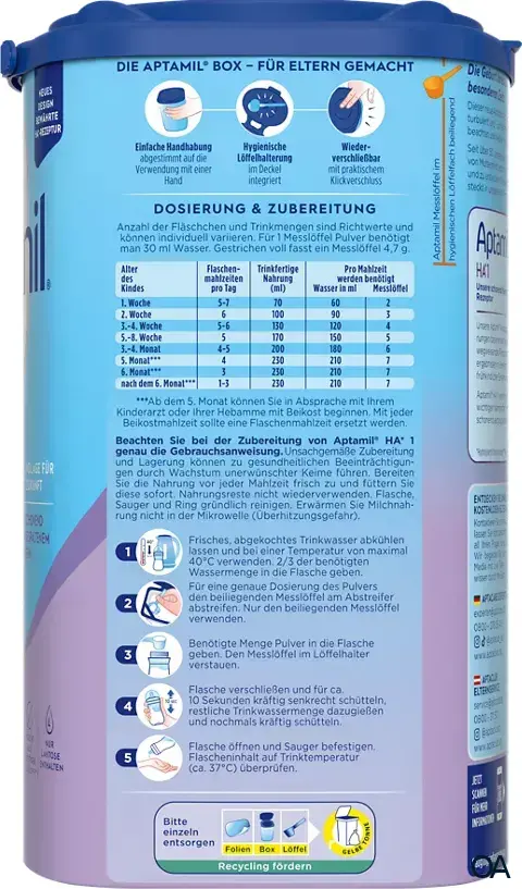 Aptamil HA 1 Anfangsmilch Pulver - Von Geburt an