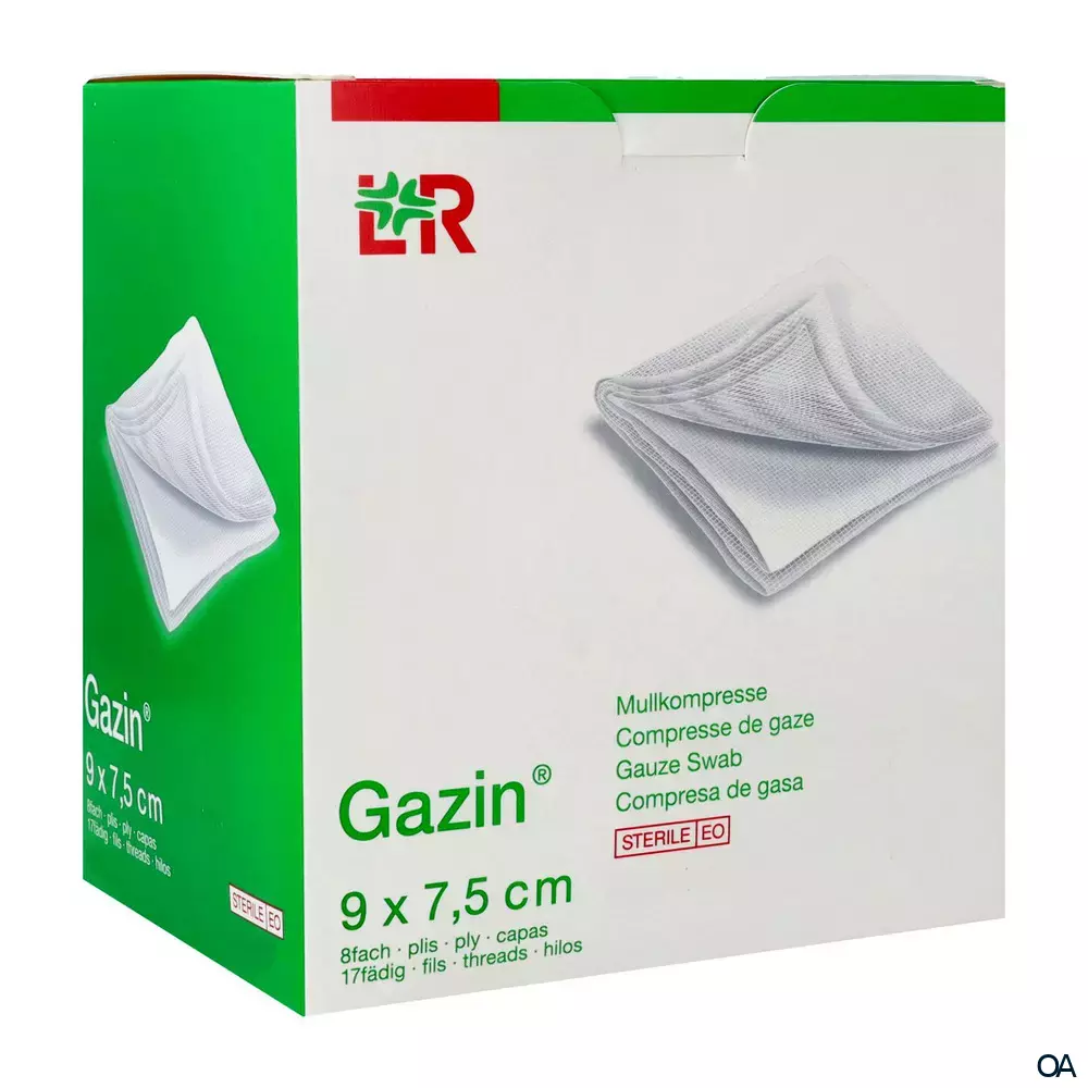 Gazin® Mullkompressen steril, 8-fach, 17-fädig, 9 x 7,5 cm