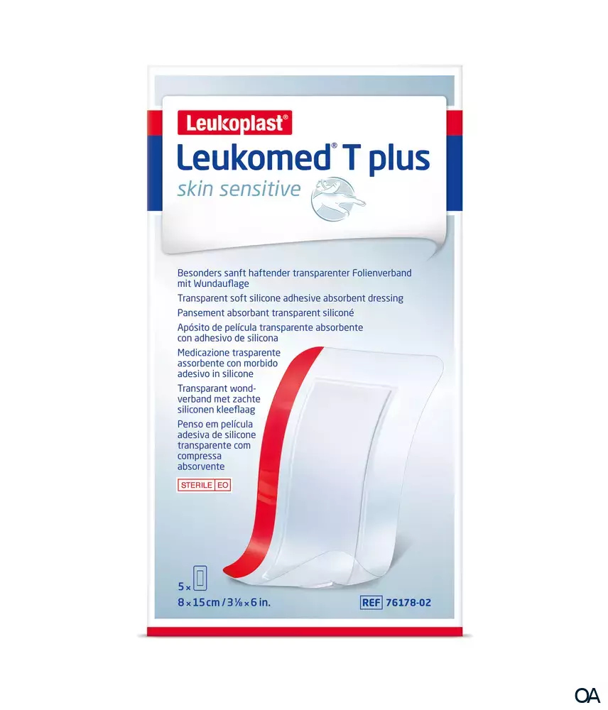 Leukomed ® T plus skin sensitive transparenter Folienverband mit Wundauflage 8 x 15 cm Leukomed ® T plus skin sensitive transparenter Folienverband mit Wundauflage 8 x 15 cm