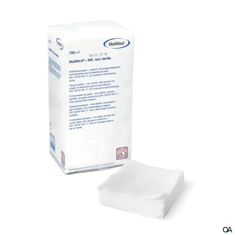 MaiMed® – MK unsteril, Mullkompressen, 16-fach, 17-lagig, 5 x 5 cm MaiMed® – MK unsteril, Mullkompressen, 16-fach, 17-lagig, 5 x 5 cm