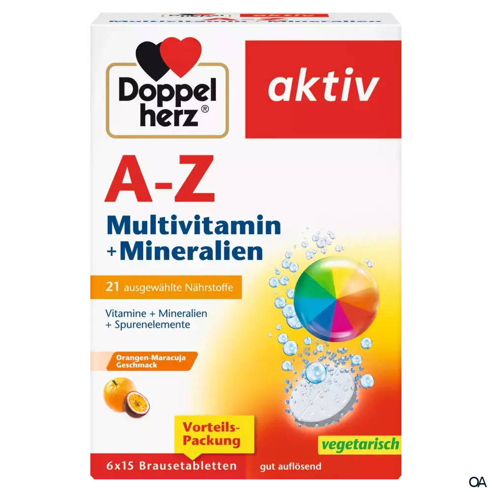 Doppelherz aktiv A-Z Brausetabletten Multivitamin + Mineralien, 6 x 15 Stück