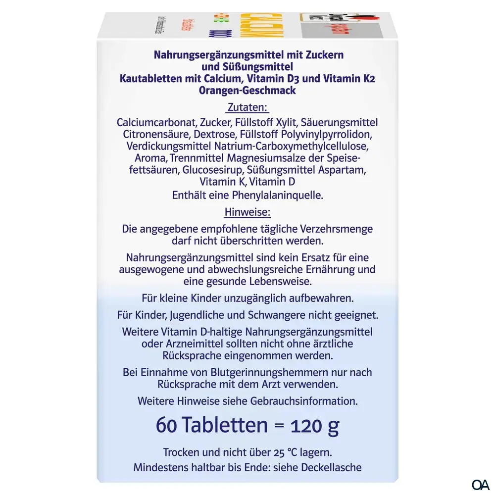 Doppelherz system Calcium 1000 + D3 + K2 Kautabletten Doppelherz system Calcium 1000 + D3 + K2 Kautabletten