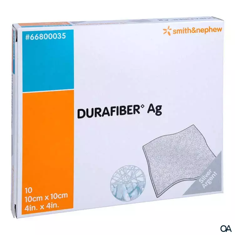 DURAFIBER Ag Antimikrobieller, gelbildender Faserverband mit Silber steril, 10 x 10 cm DURAFIBER Ag Antimikrobieller, gelbildender Faserverband mit Silber steril, 10 x 10 cm