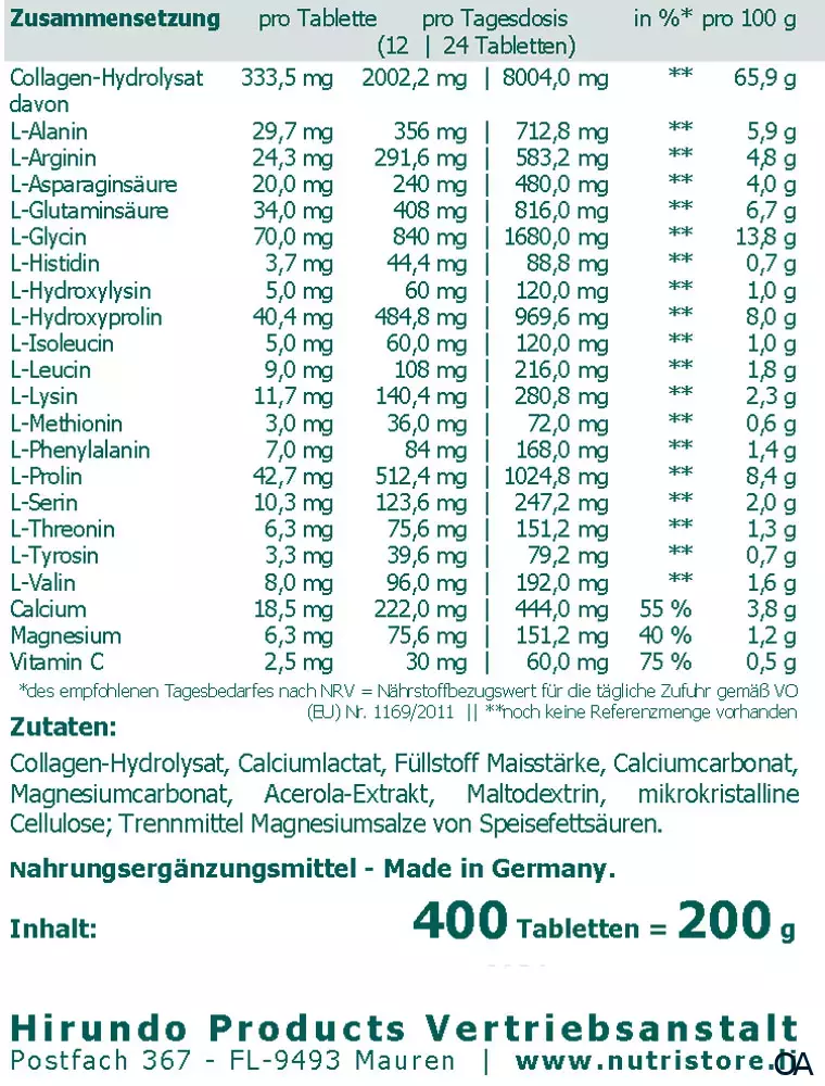 The Nutri Store Collagen Hydrolysat plus Tabletten The Nutri Store Collagen Hydrolysat plus Tabletten