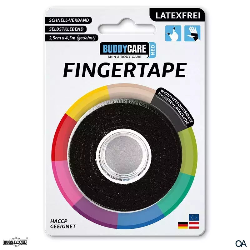 BUDDYCARE® MED Fingertape Schwarz 2,5 cm x 4,5 m BUDDYCARE® MED Fingertape Schwarz 2,5 cm x 4,5 m