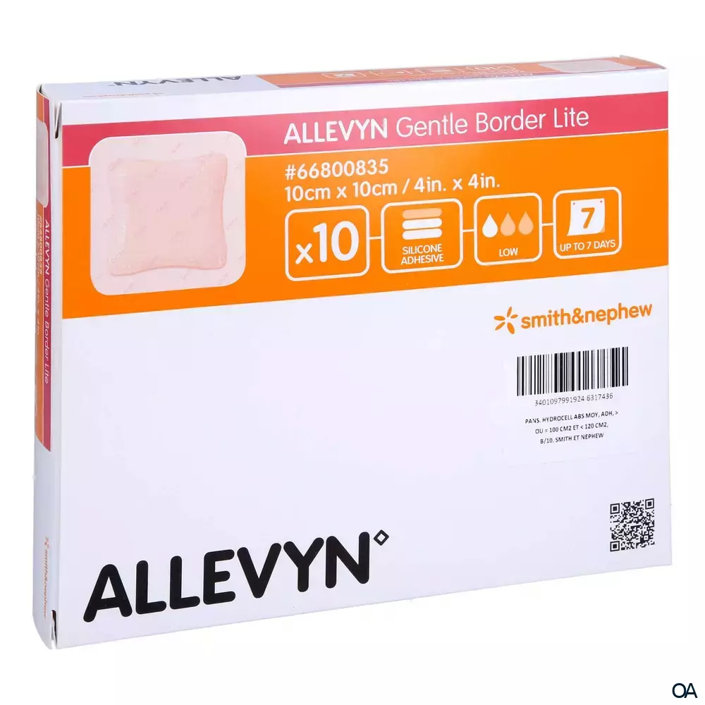 ALLEVYN GENTLE BORDER LITE haftender Silikon-Schaumverband steril, 10 x 10 cm ALLEVYN GENTLE BORDER LITE haftender Silikon-Schaumverband steril, 10 x 10 cm