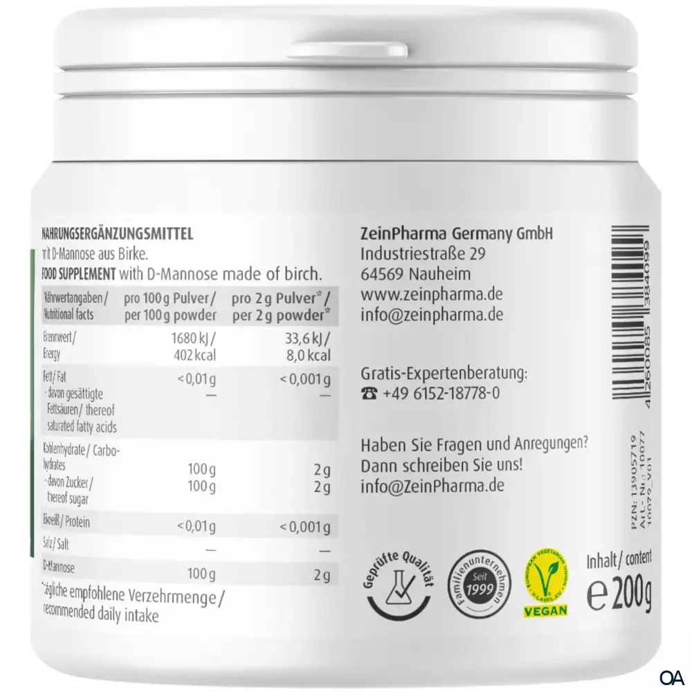 ZeinPharma Natural D-Mannose Pulver